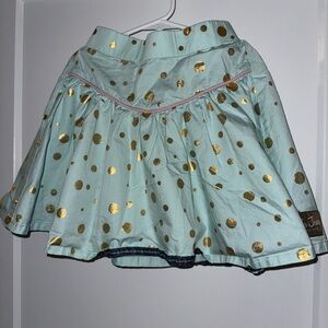 Matilda Jane Aqua Skirt with Gold Dots size 8